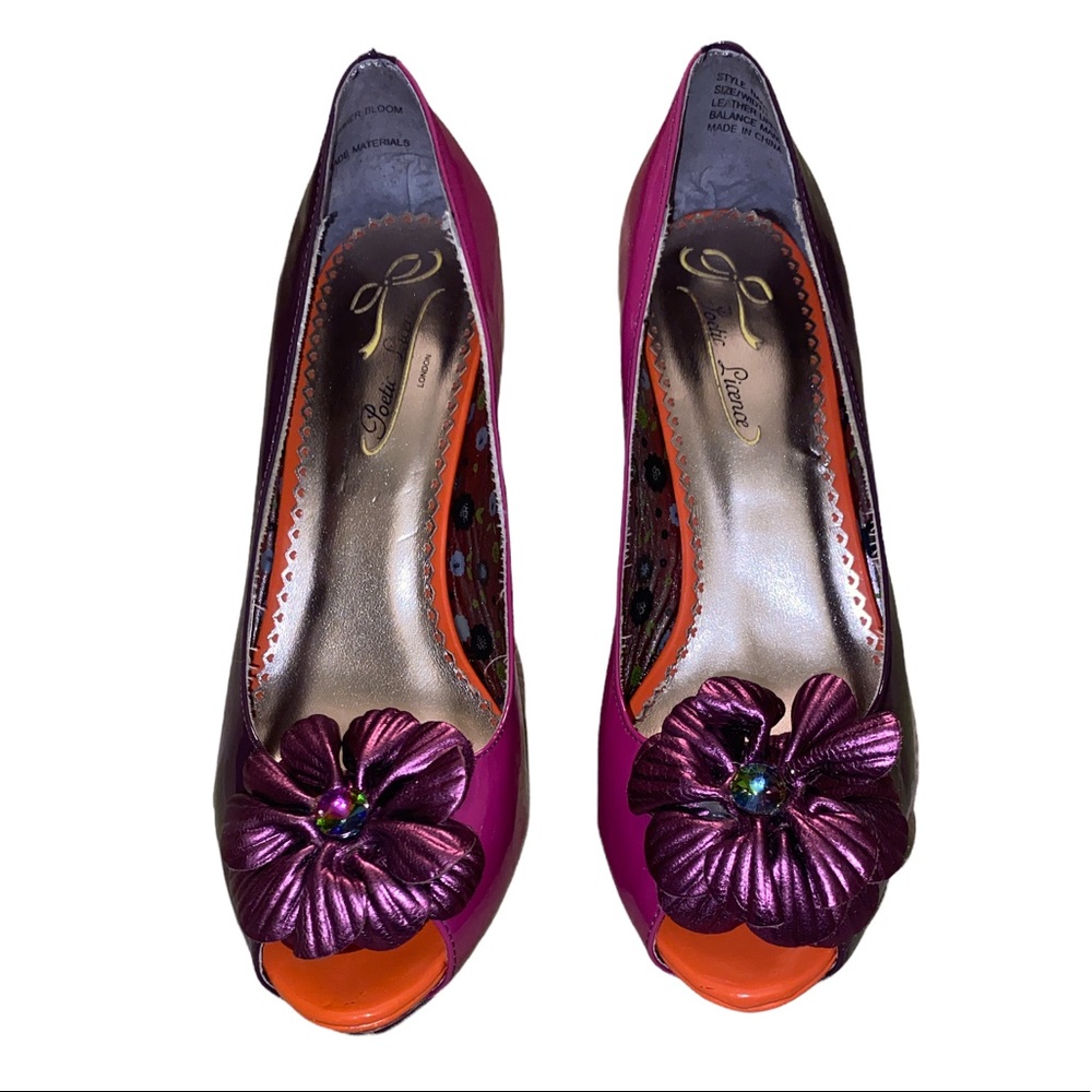 Poetic License Summer Bloom Floral Patent Leather Embellished Lucite Heels - 6.5 - Picture 5 of 16